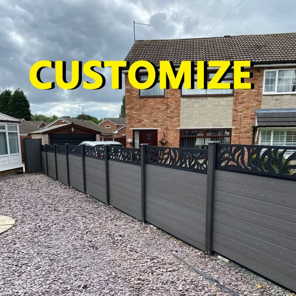 Any Size Custom Garden Scenic WPC Fence Panel Integrated Solid Aluminum Frame Backyard Site Safety Block Decorative Enclosure