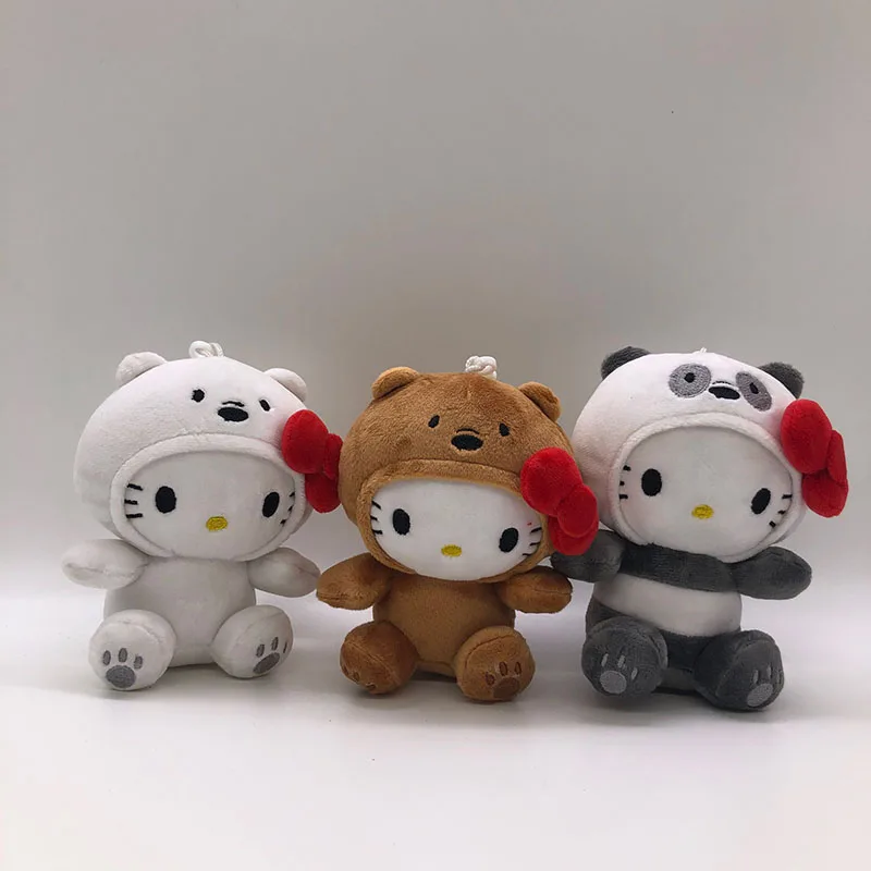 Sanrio Hello Kitty Kawaii Portachiavi Orso Orso bianco Anime Peluche Panda Simpatico peluche morbido Portachiavi con ciondolo Regali per bambini