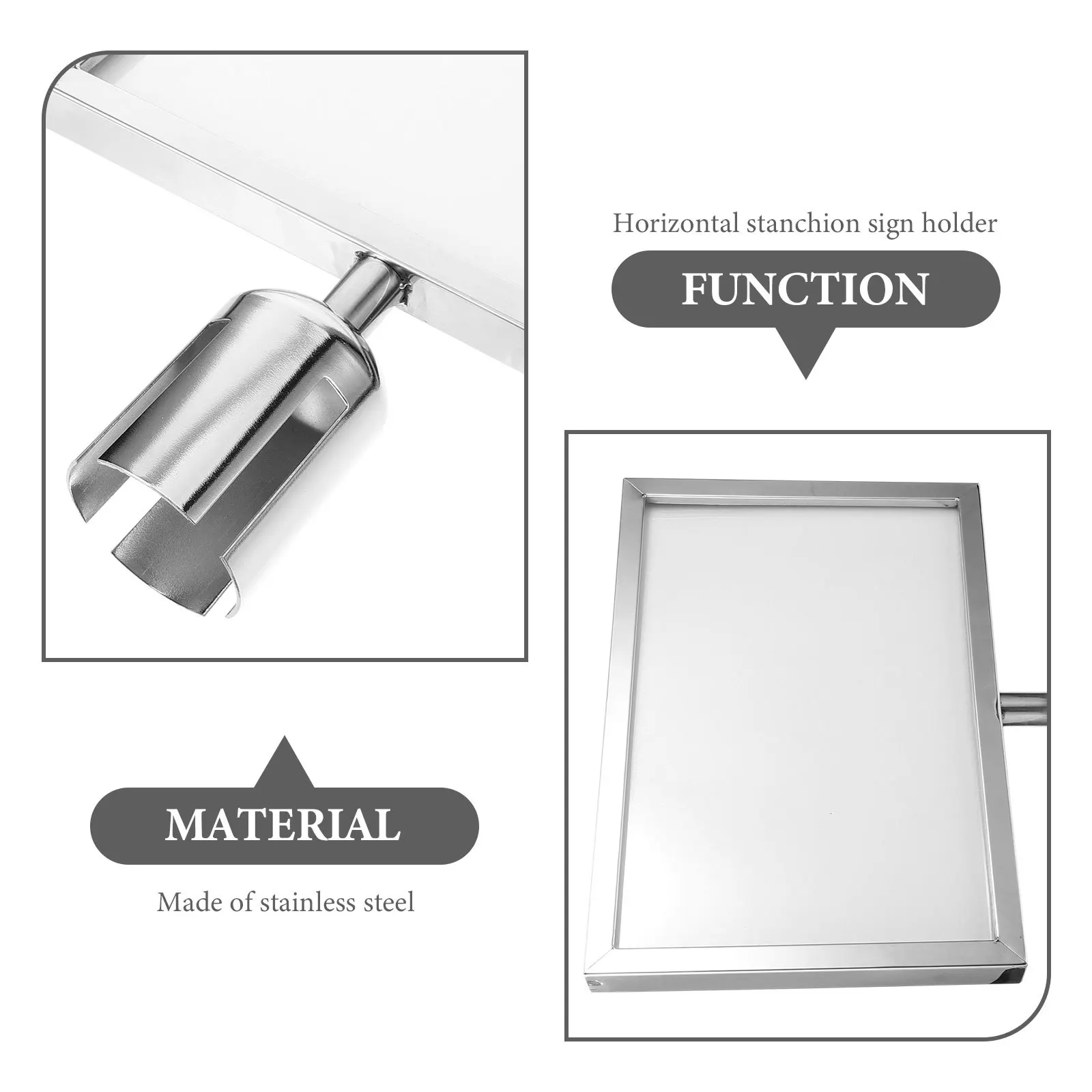 

Double Sided Stanchion Sign Frame Stainless Steel A4 Sign Holder for Public Spaces Poster Display Holder Portrait Top Stand