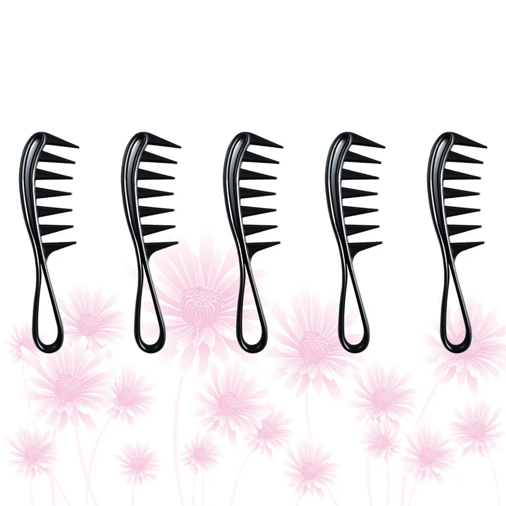 

5pcs Wide Teeth Hair Comb Fish Tooth Detangling Lightweight Durable Salon Home Use For All Hair Types Anti Static Barber