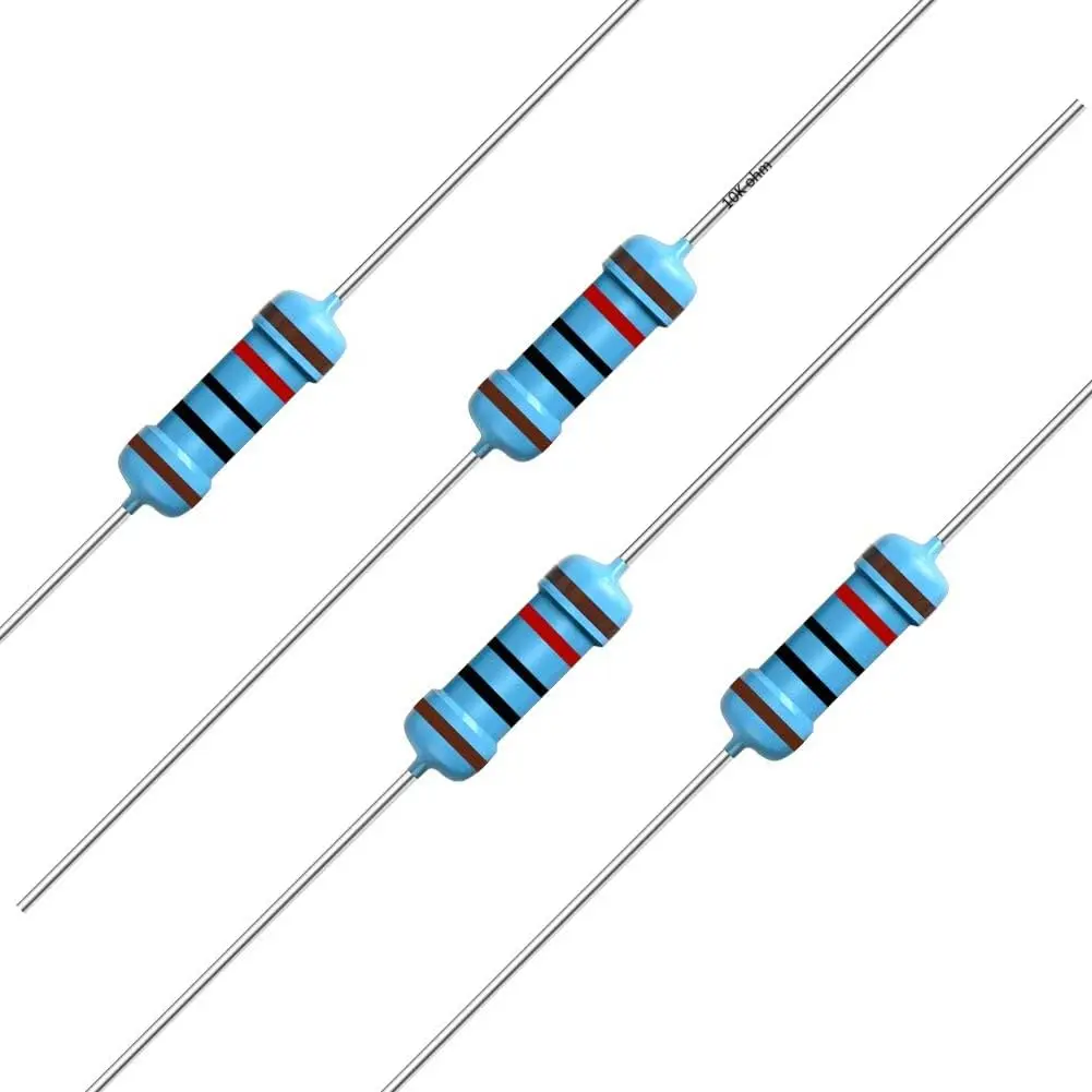 50-個-10k-オーム金属膜単一固定抵抗器-1-2-w-05-ワット-1-許容誤差-10k-r、10k-オーム、10k-Ω-抵抗器