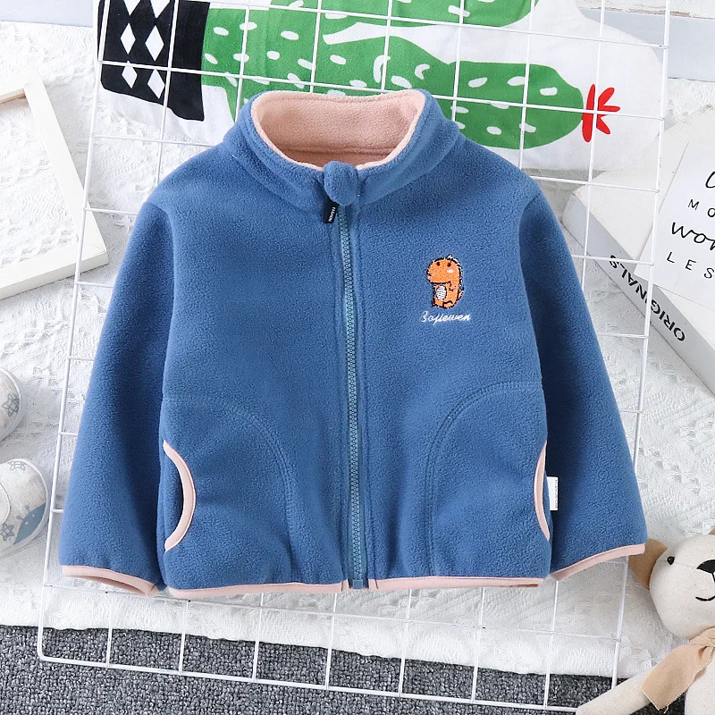 Infant Boy Winter Padded Tops New Children Clothe Male Baby Fall Comfy Shaker Cardigan Jacket Fuzzy Outerwear Warm Full Zip Coat