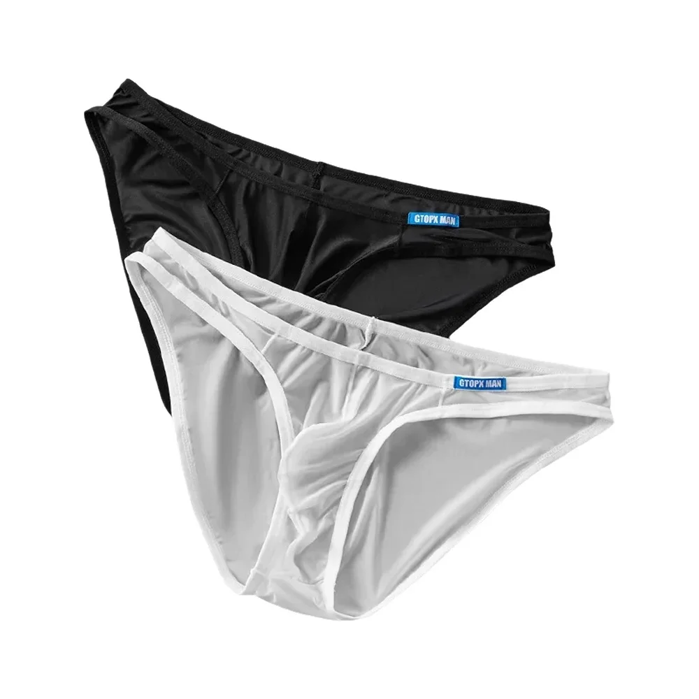 GTOPXMAN Sexy Underwear Men Thin Ice Silk Translucent Men Briefs U Pouch Underwear Men  Ropa Interior Hombre