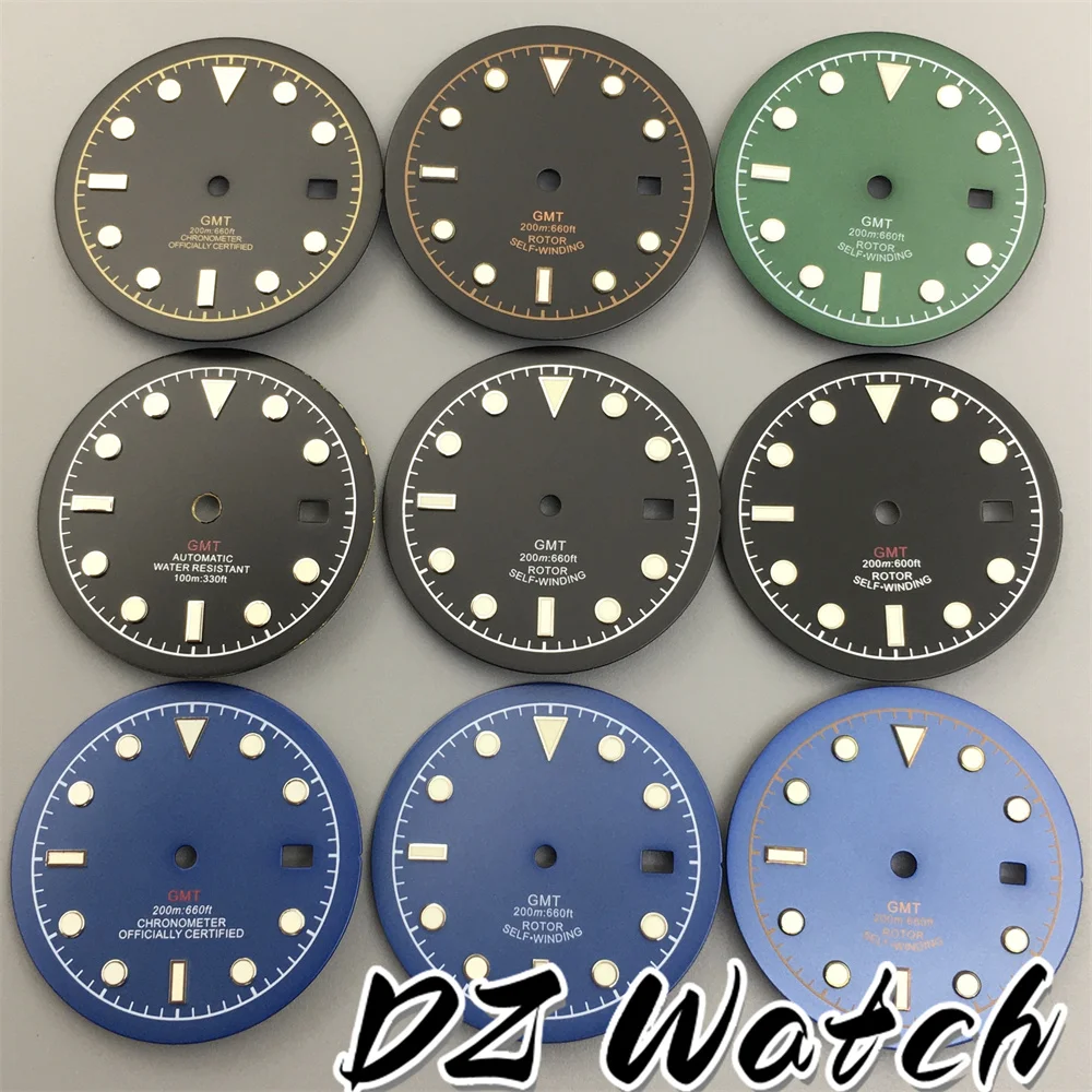 

Часы наручные DZ 33,5 мм с синим, черным, зеленым циферблатом и зеленым светом, подходят для часов NH34, сменные часы для мужчин