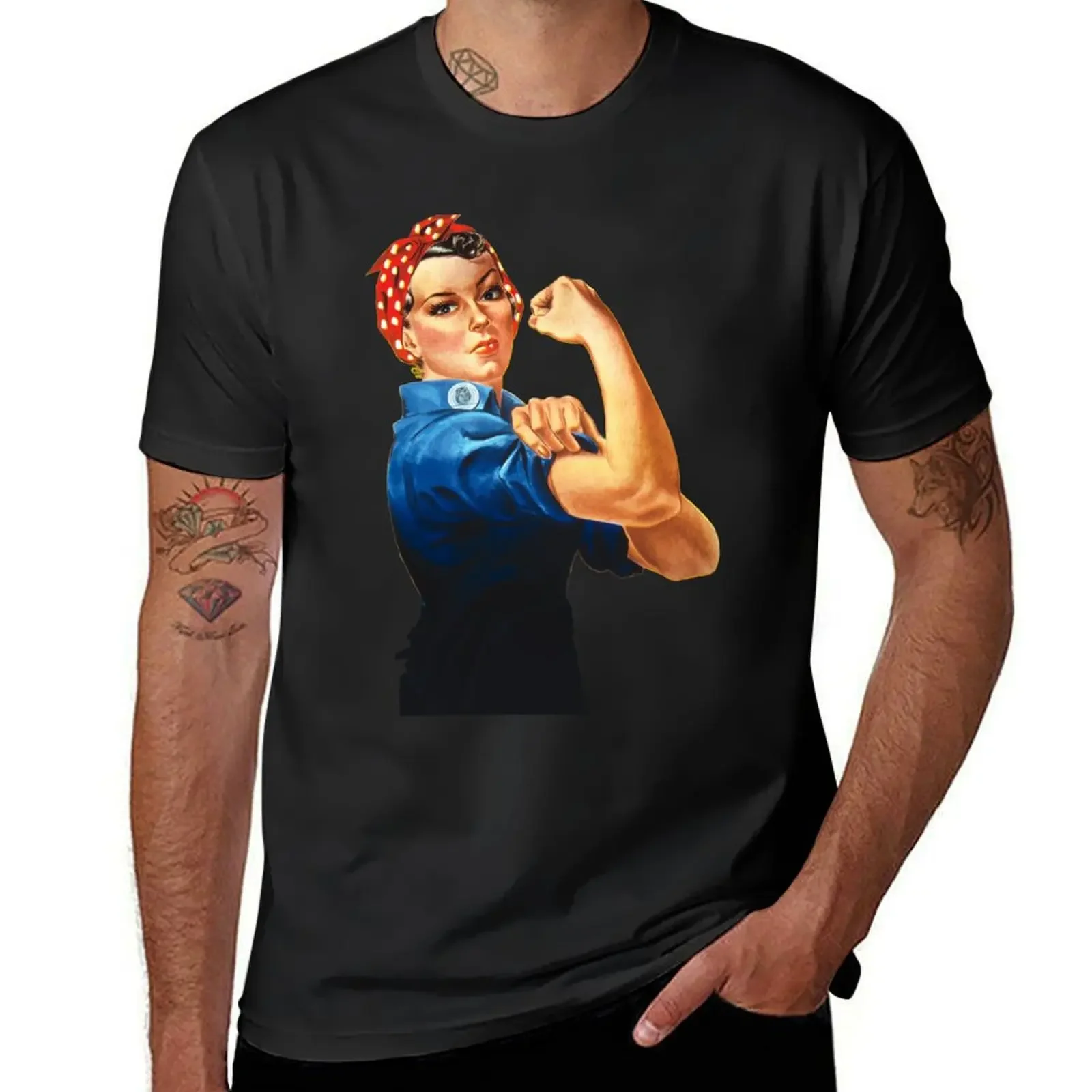 Rosie The Riveter Retro Style design T-Shirt custom t shirt croswit shirt man Funny t-shirt Men's t-shirts