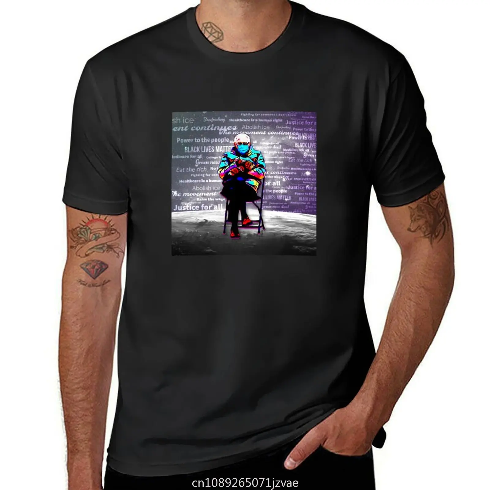 Bernie Sanders Wearing Mittens In Space T-Shirt Short sleeve tee customs slim fit t shirts for men