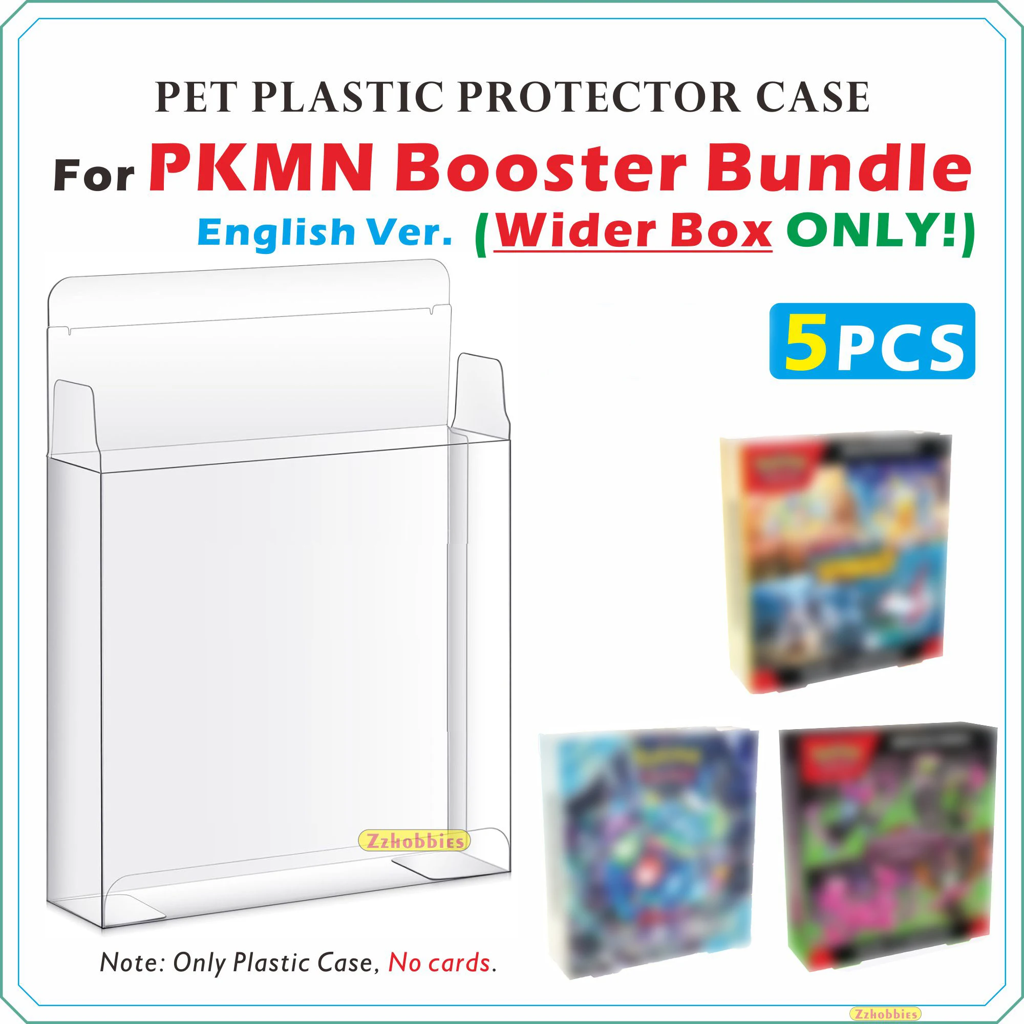 5PCS PET Plastic Protector Case For PKMN Booster Bundle English Ver.(Wider Box ONLY!)【0.5mm Thick】