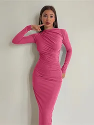 2024 Spring Autumn New Women's Clothing Slim Fit High-end Feeling Solid Color Temperament Long Hip Hugging Dress For Women