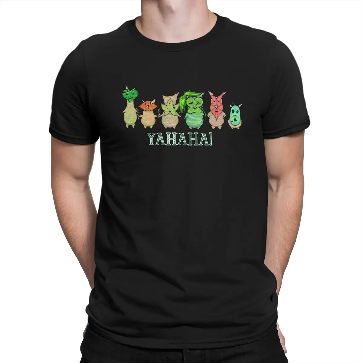 Korok Yahaha T Shirt Men 100% Cotton Vintage T-Shirt Round Collar Z-Zelda Tee Shirt Short Sleeve Clothes Gift Idea