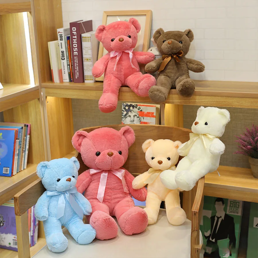 45cm Cartoon Animal Ribbon Teddy Bear Plush Stuffed Doll Kawaii Cloth Doll Children's Birthday Gift Room Decoration