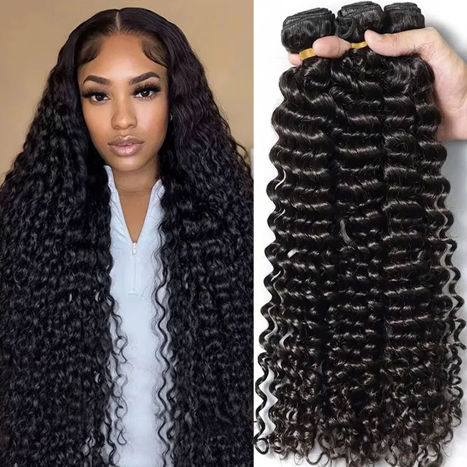 

Необработанные перуанские пучки глубоких волн, человеческие волосы 12А, вьющиеся волнистые волосы, 1 3 шт., длинные волосы Remy Virgin, 100% необработанные наращивания