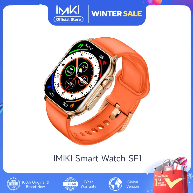 Original IMIKI SF1 AMOLED Smart Watch 2.01“ Display 1000nits Bluetooth Calling 100+ Sports Modes IP68 Business Fashion Modeling