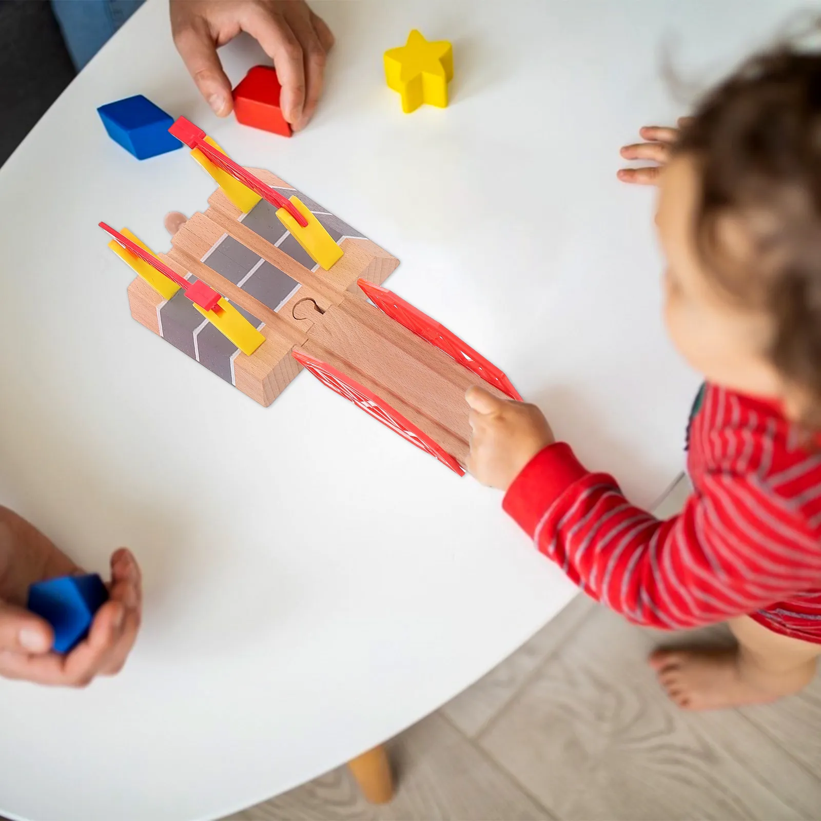 3Pcs Wooden Train Track Safe Long-Lasting Railway Expansion Accessories for Toddler Learning