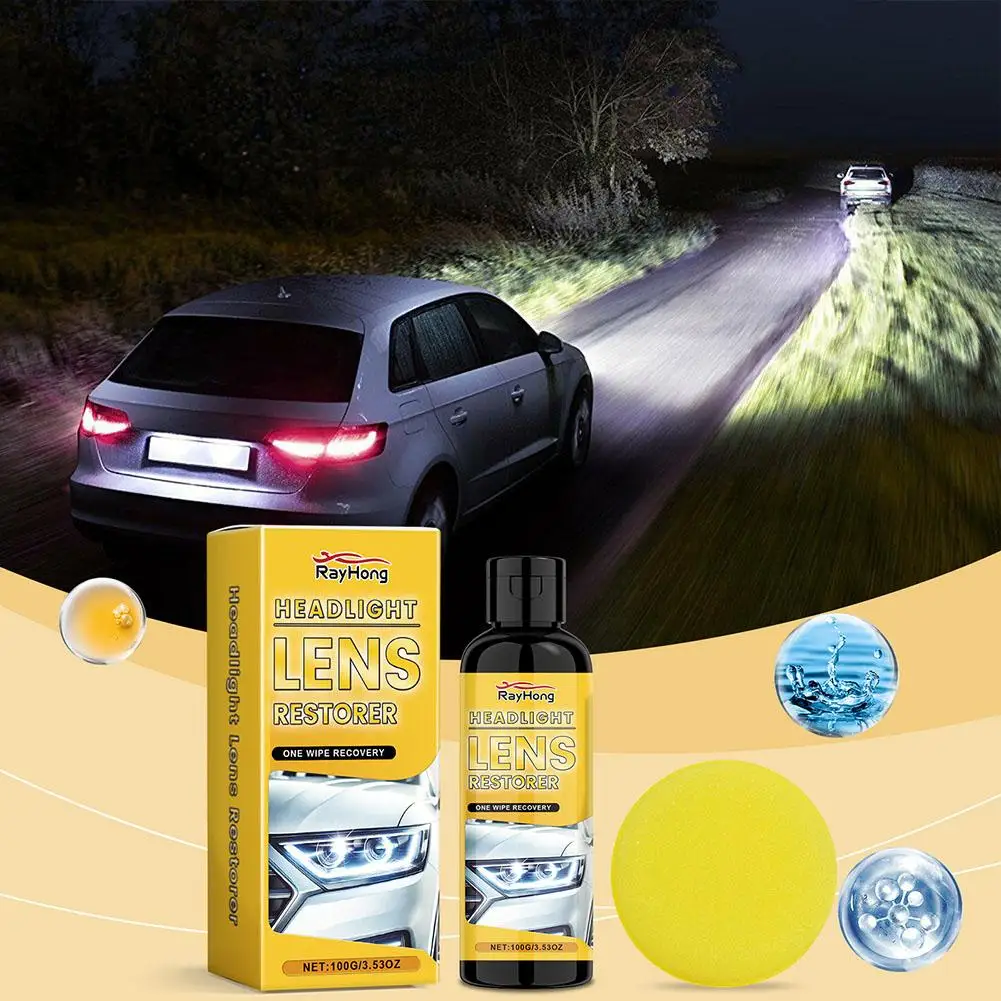 Car Headlight Restoration Polishing Kits Headlamp Scratch Remover Repair Cleaning Paste Remove Oxidation Headlight Polish Liquid - Image 2