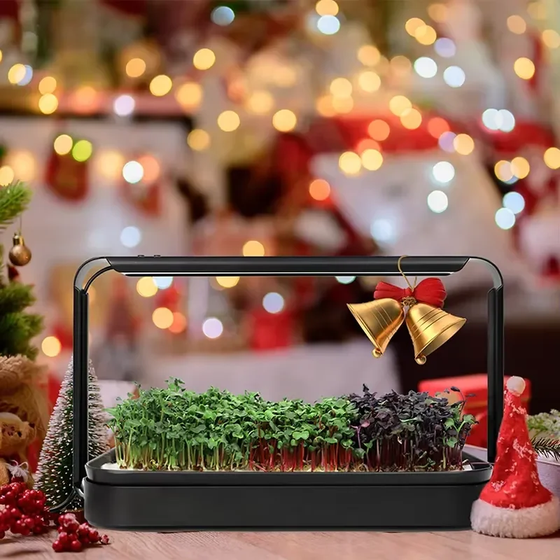 Customized Indoor Home Garden Hydroponic Microgreen Growing System Kit with Hanging Trays Full-Spectrum Lighting