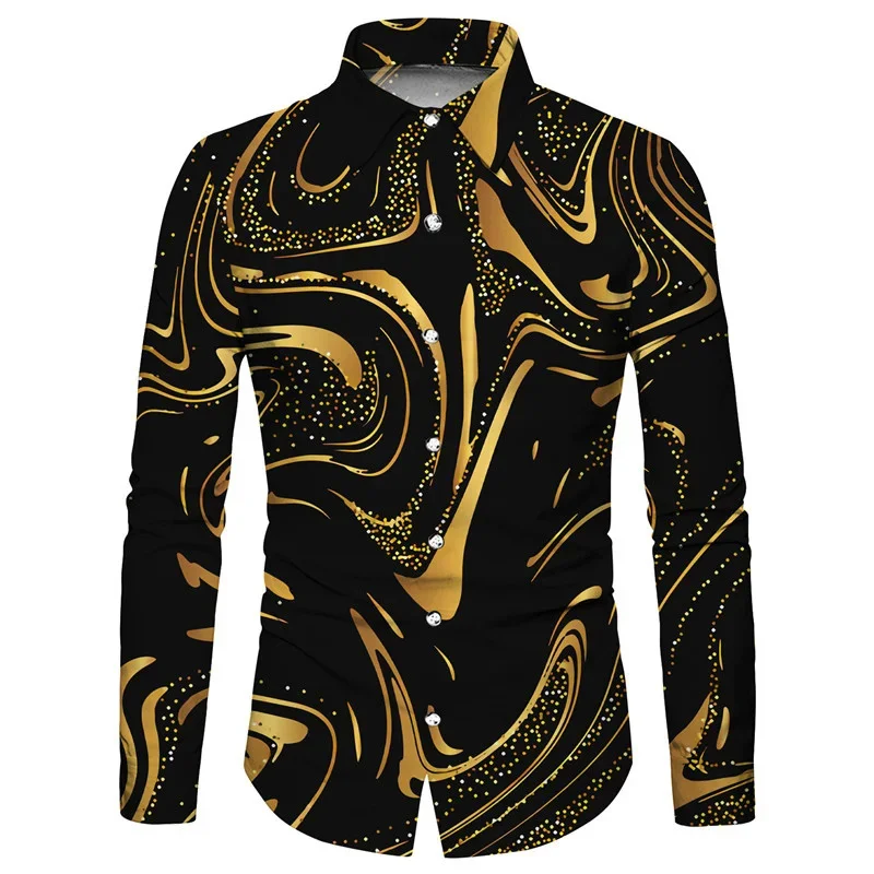 

Party Luxury Pattern Hawaiian Shirts For Men Exquisite 3D Printed Aloha Shirts Casual Oversized Long Sleeve Lapel Tops Blouses