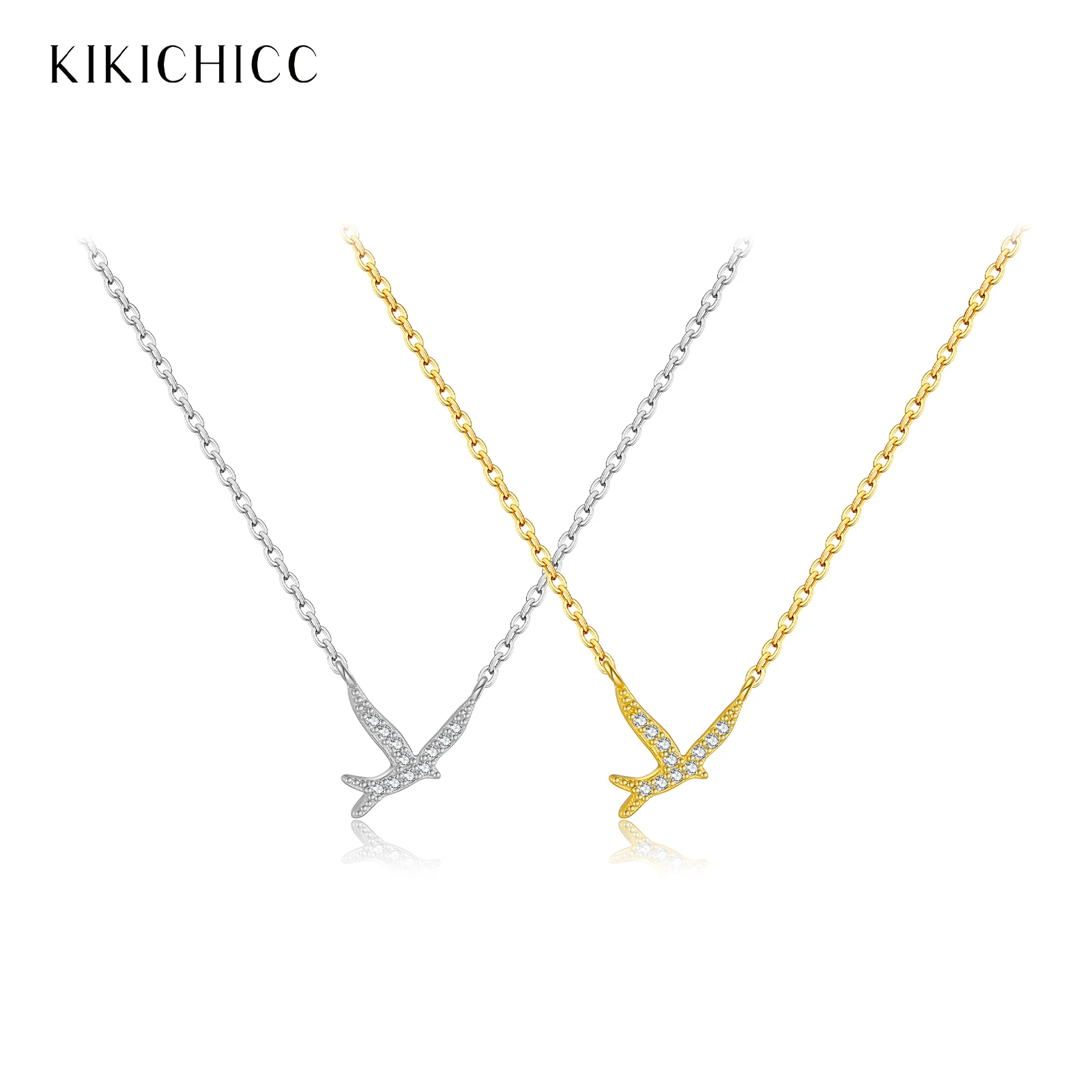 KIKICHICC Frauen 925 Sterling Silber Vogel CZ Zirkon Tier Anhänger Lange Halskette 2025, Neue Einfache Trendy Edlen Schmuck Geschenk