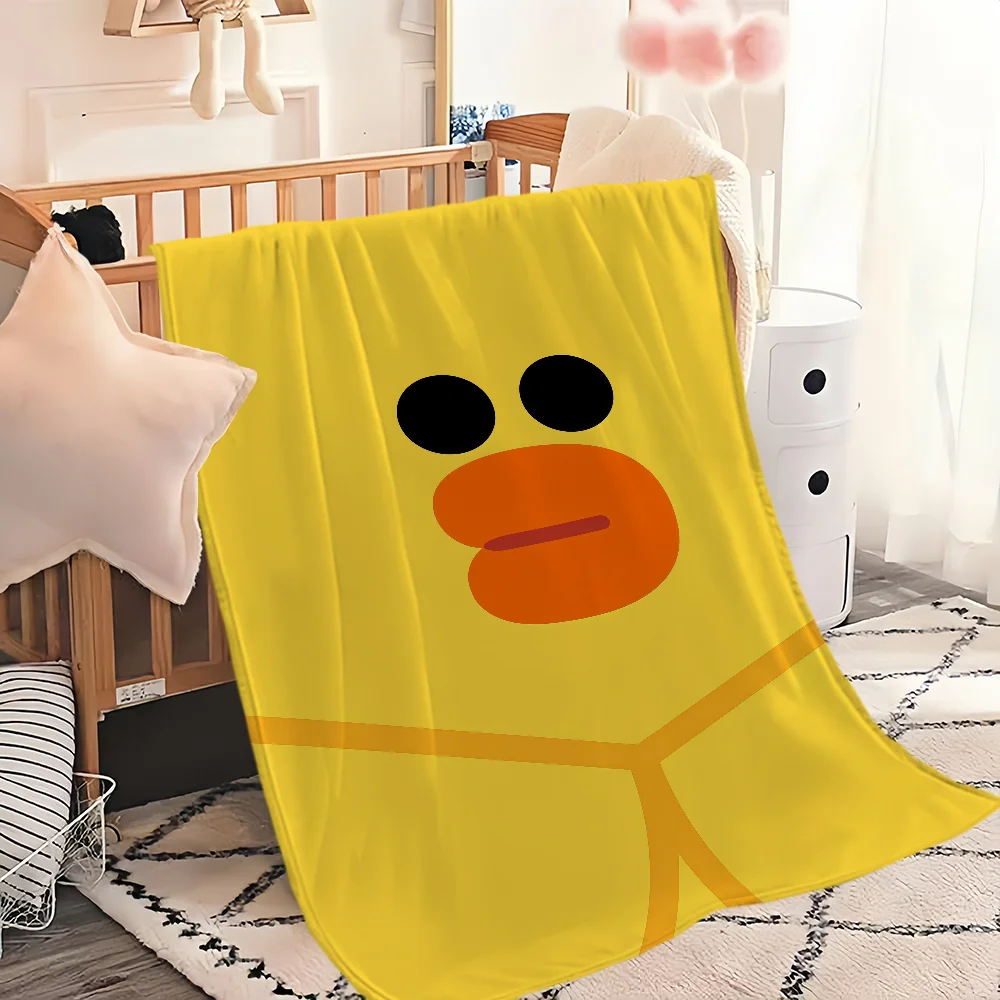 Cute cartoon art funny duck L-line F-friends S-Sally Flannel warm soft plush blanket for sofa living room bedroom travel gift