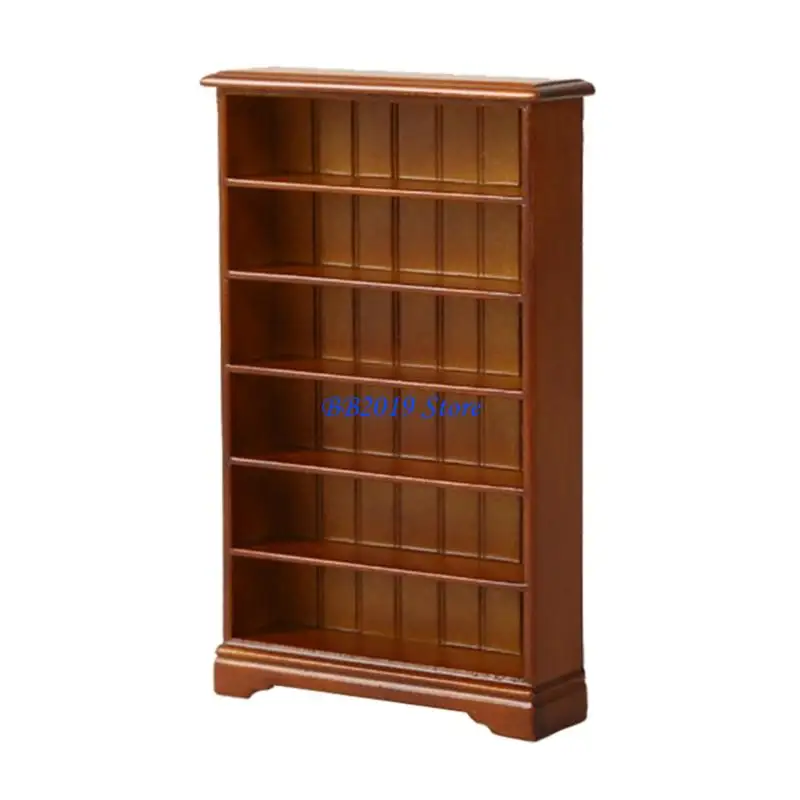 Q0KB Miniature Bookcase Model with 6 Tiers Tiny Display Shelf Bookshelf Ornament for 1:12 Dollhouses Decors Furniture