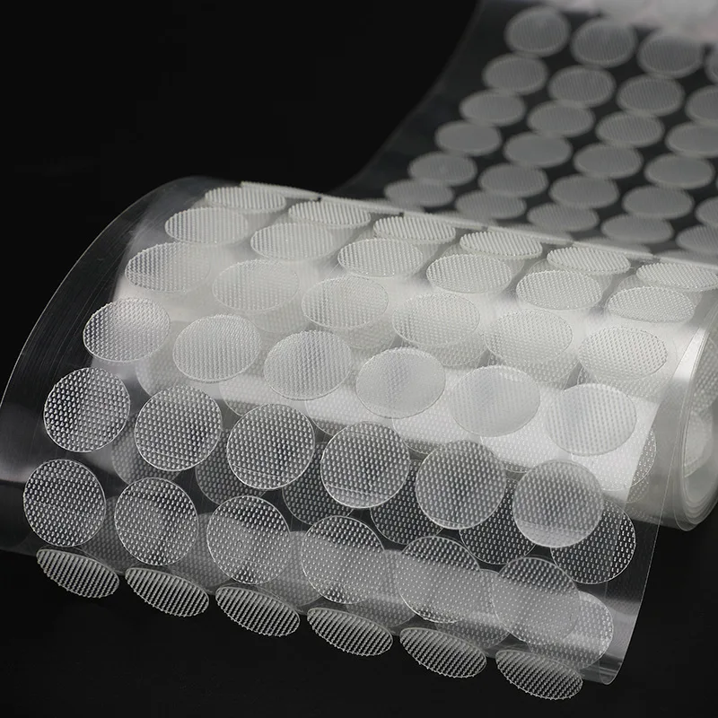 Wholesale 10/15/20mm Self Adhesive Fastener Tape white Transparent Dots Disc Adhesive Strong Glue Sticker Round Coins Hook Loop