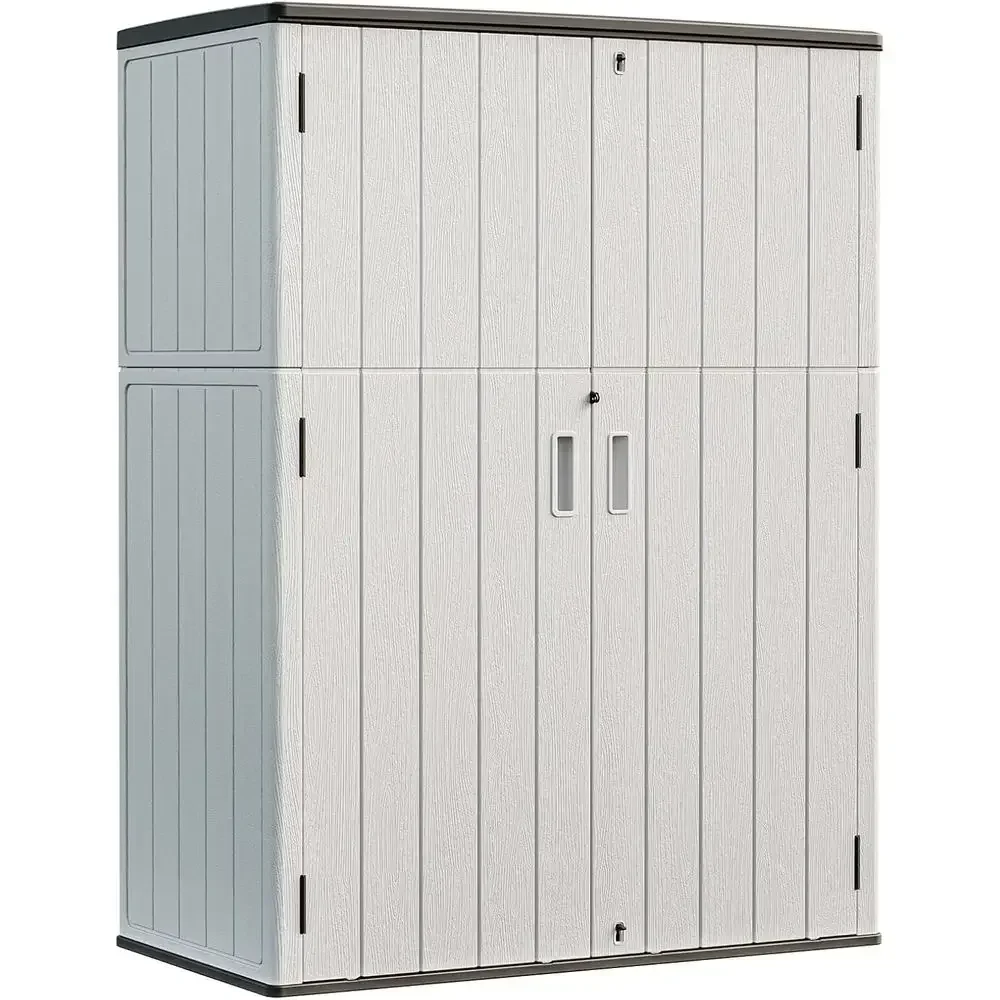 All-Weather Resin Outdoor Storage Shed, 57 Cu.ft, with Floor, Light Gray