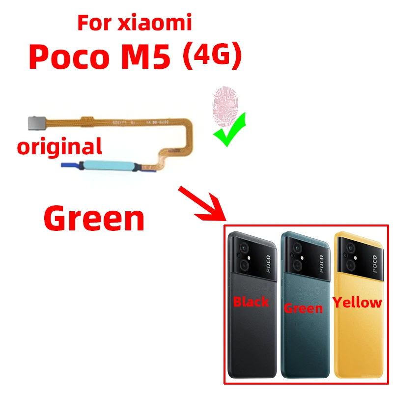 Original For Xiaomi Poco M5 Fingerprint Sensor Home Return Key Menu Power Button Flex Ribbon Cable