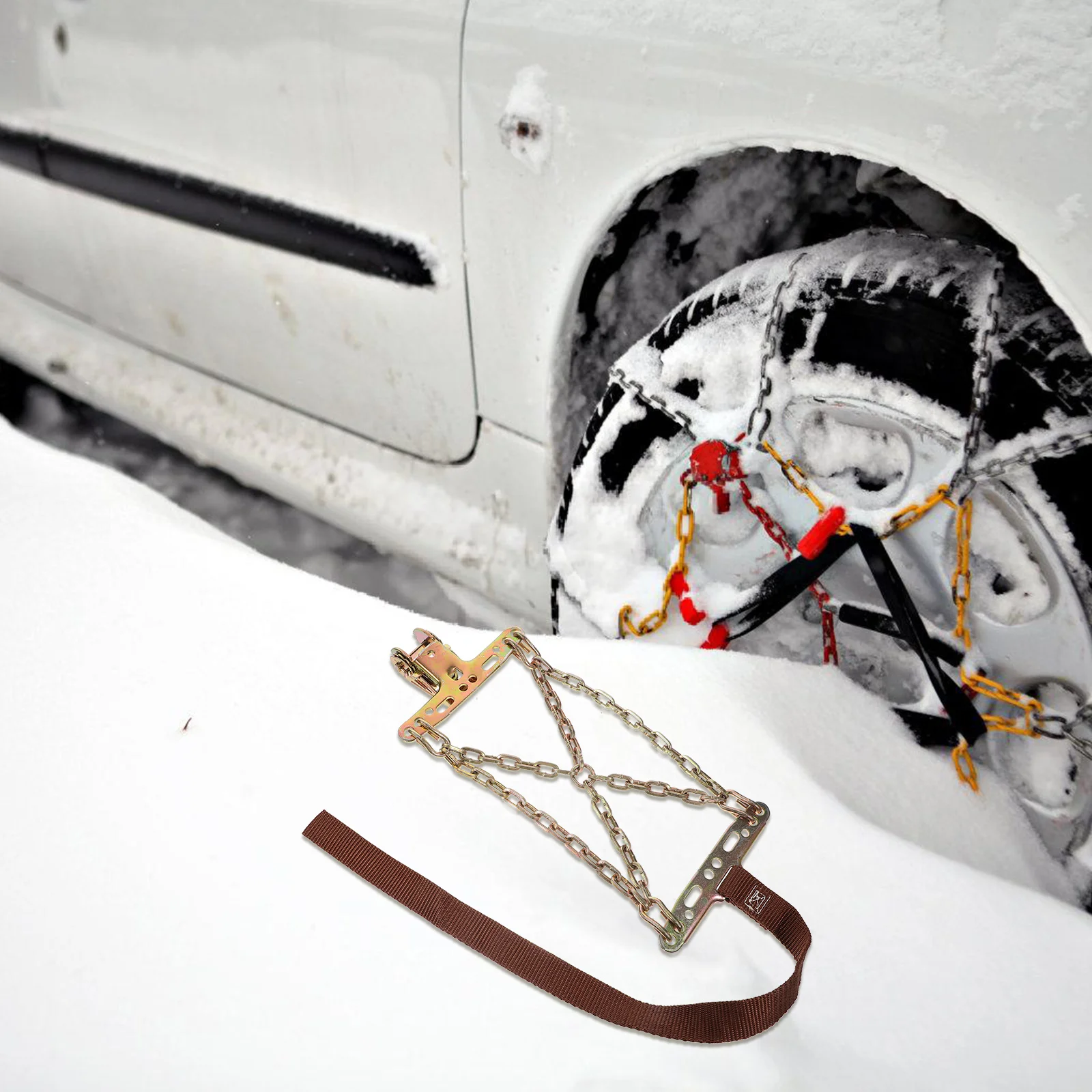 

1pc Snow Chains Premium SUV Tire Steel Mud Easy Install Anti Slip Chain Car Winter Safety Tool Durability Strong Design Ice Car