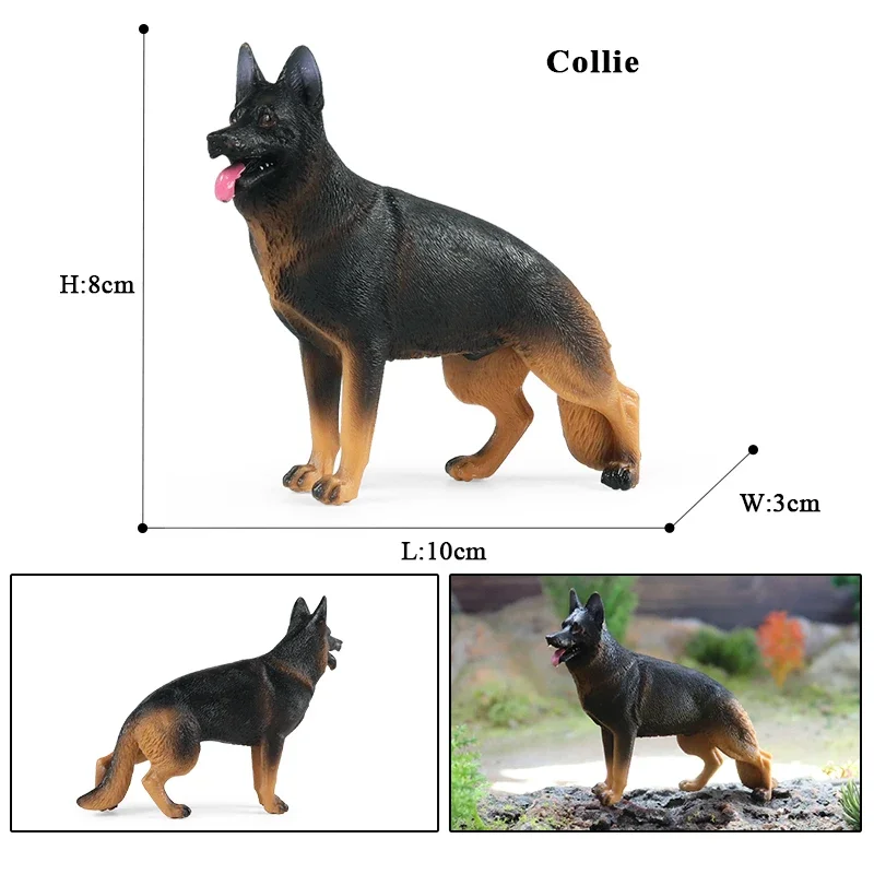 Oenux New Farm Dogs Pet Figurines Rottweiler Collie Huskie Bulldog Schnauzer Model Action Figures Cute Home Decoration Kids Toy