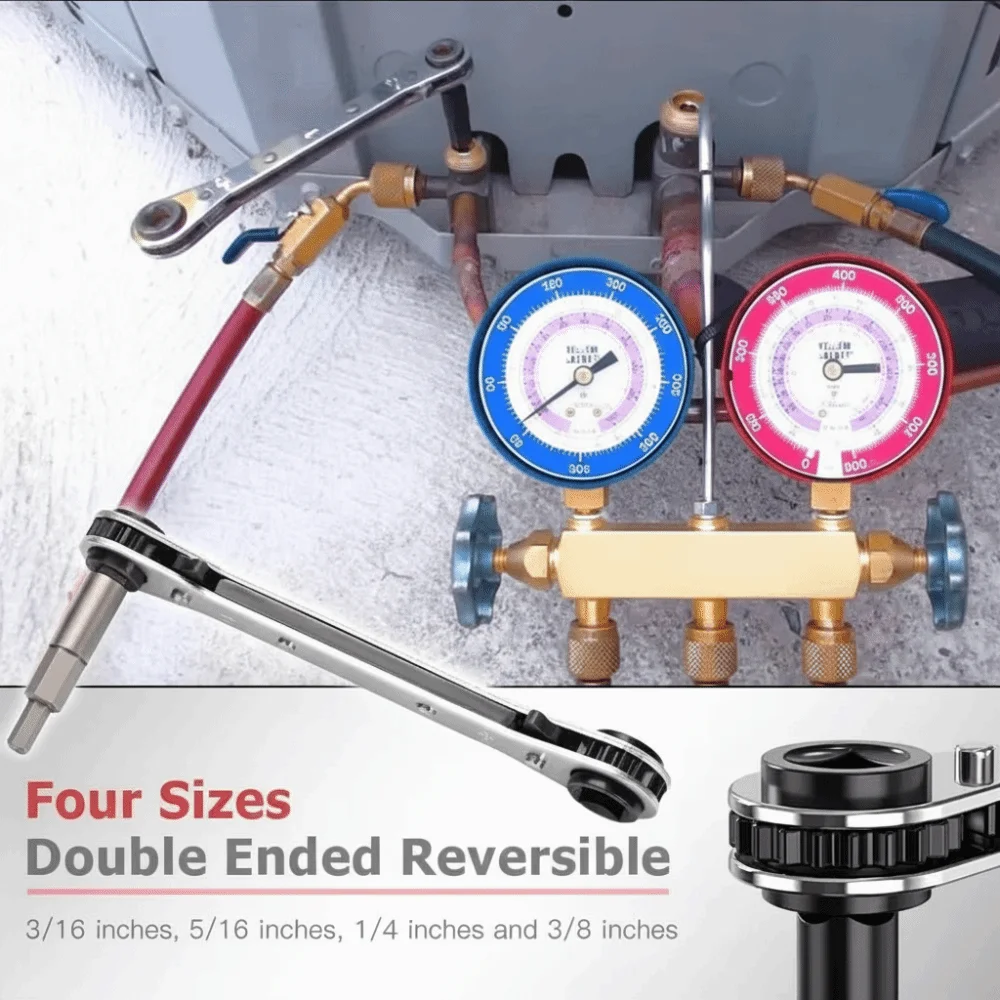 1/4 3/8 3/16 5/16 inch Double-ended Ratchet Wrench Ratcheting Mechanism Durable Construction Ratcheting Service Wrench