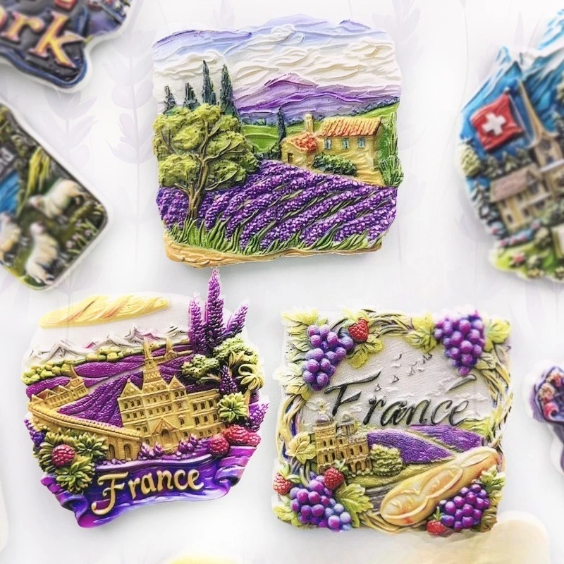 French Refrigerator Magnets Home Decor Lavender Hot Item Creative Three-dimensional Wall Cultural and Creative Ins Advanced