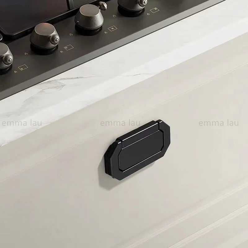 Aluminium Invisible Furniture Handle Drawer Knob Black White Hidden Button Handles For Kitchen Cabinet Door Wardrobe Pulls Knobs