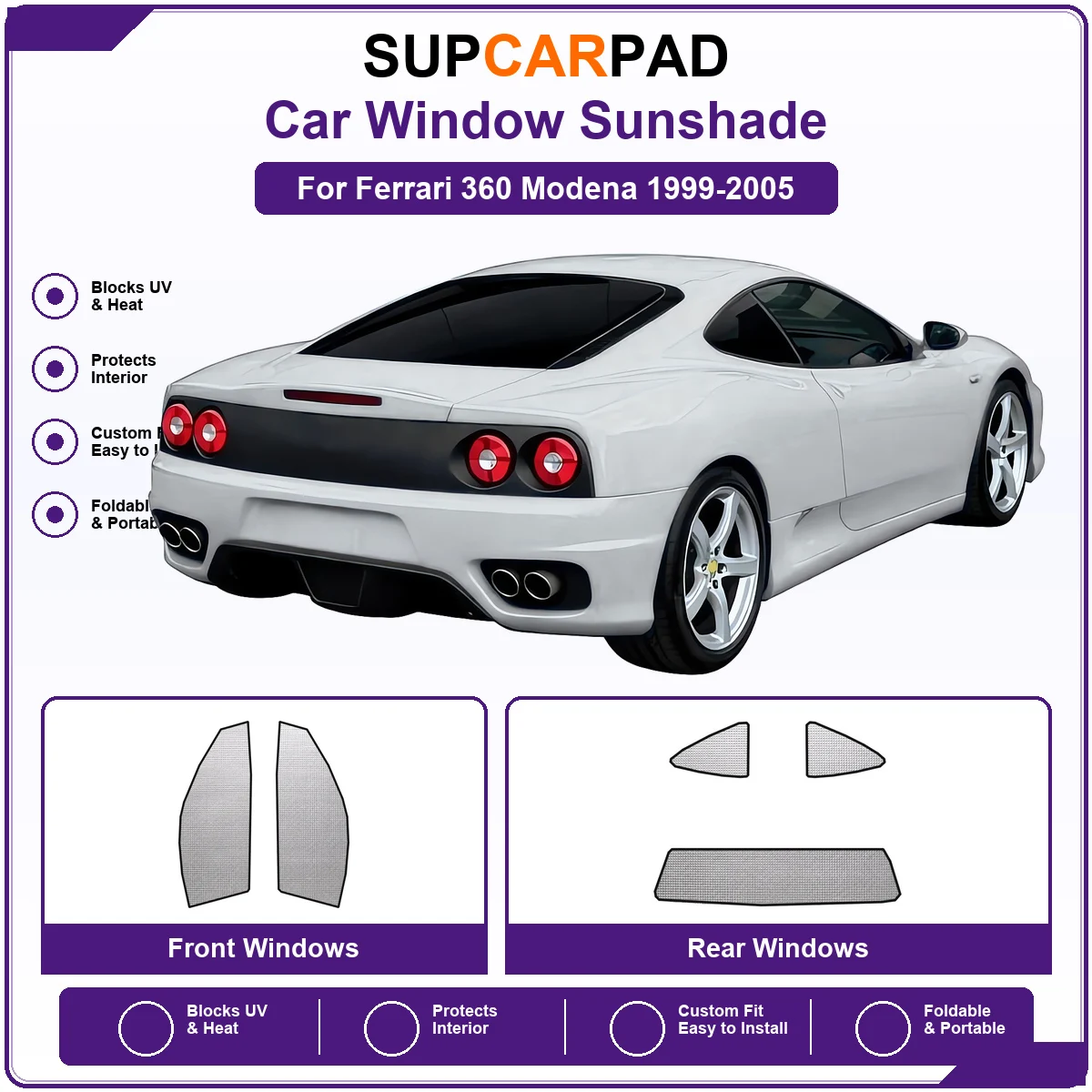 For Ferrari 360 Modena 1999-2005 Pre‑Cut Auto Window Sunshade Anti‑UV Car Sun Visor Protector