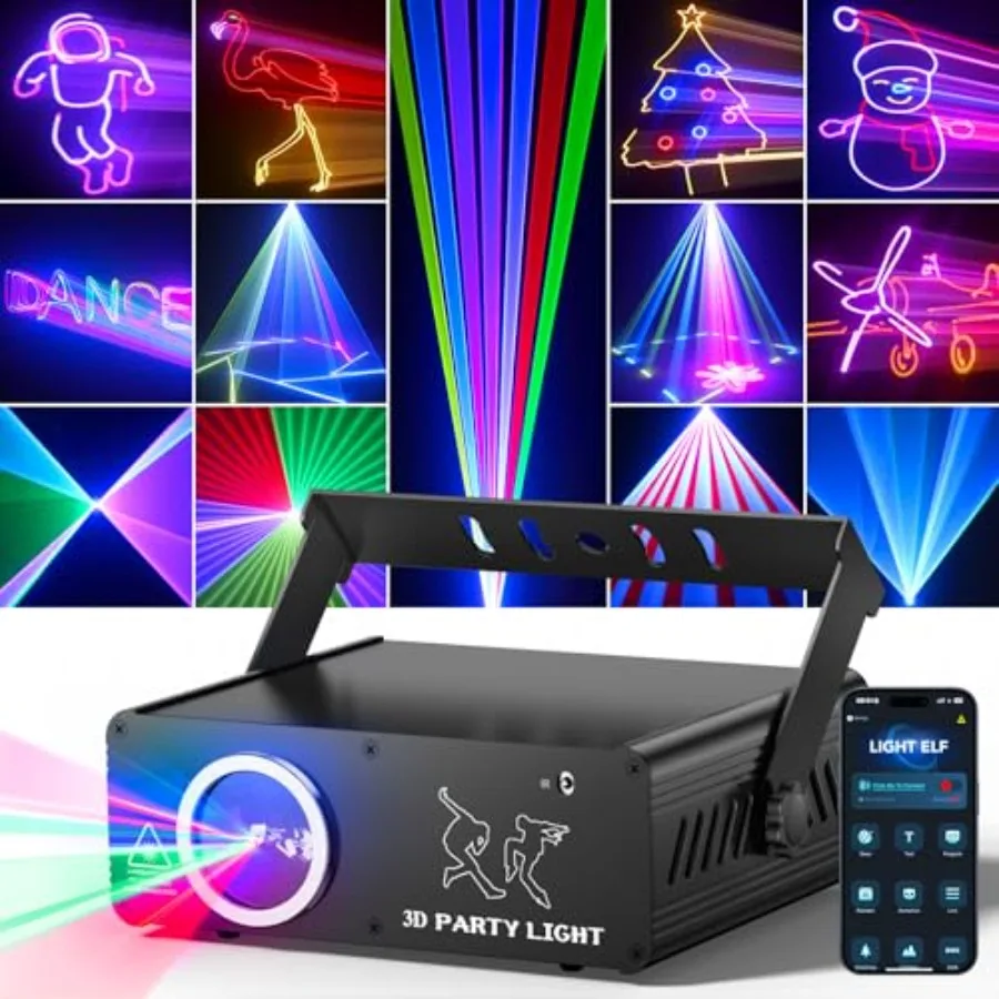 

APP DJ Laser Lights Professional - 200+ 3D RGB Animation Laser Light Show, Hand Drawing, Custom Patterns, Sound Actived and DMX