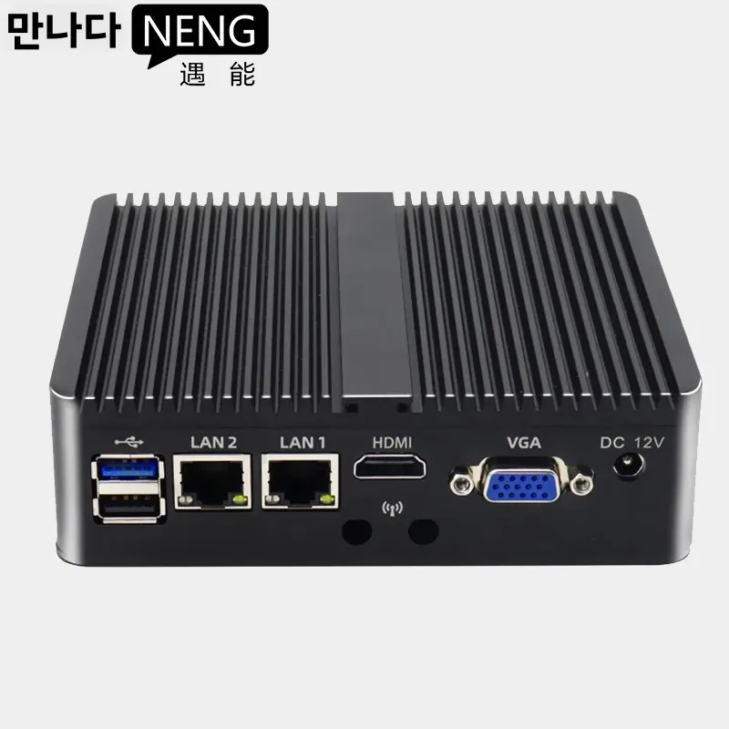 인텔 셀러론 팬리스 산업용 IoT 미니 PC, N2840, J1900, 2개의 COM 포트(RS232, RS485), 2개의 기가비트 이더넷 포트, Wi-Fi 6 지원, USB, Windows, Linux 운영체제 지원