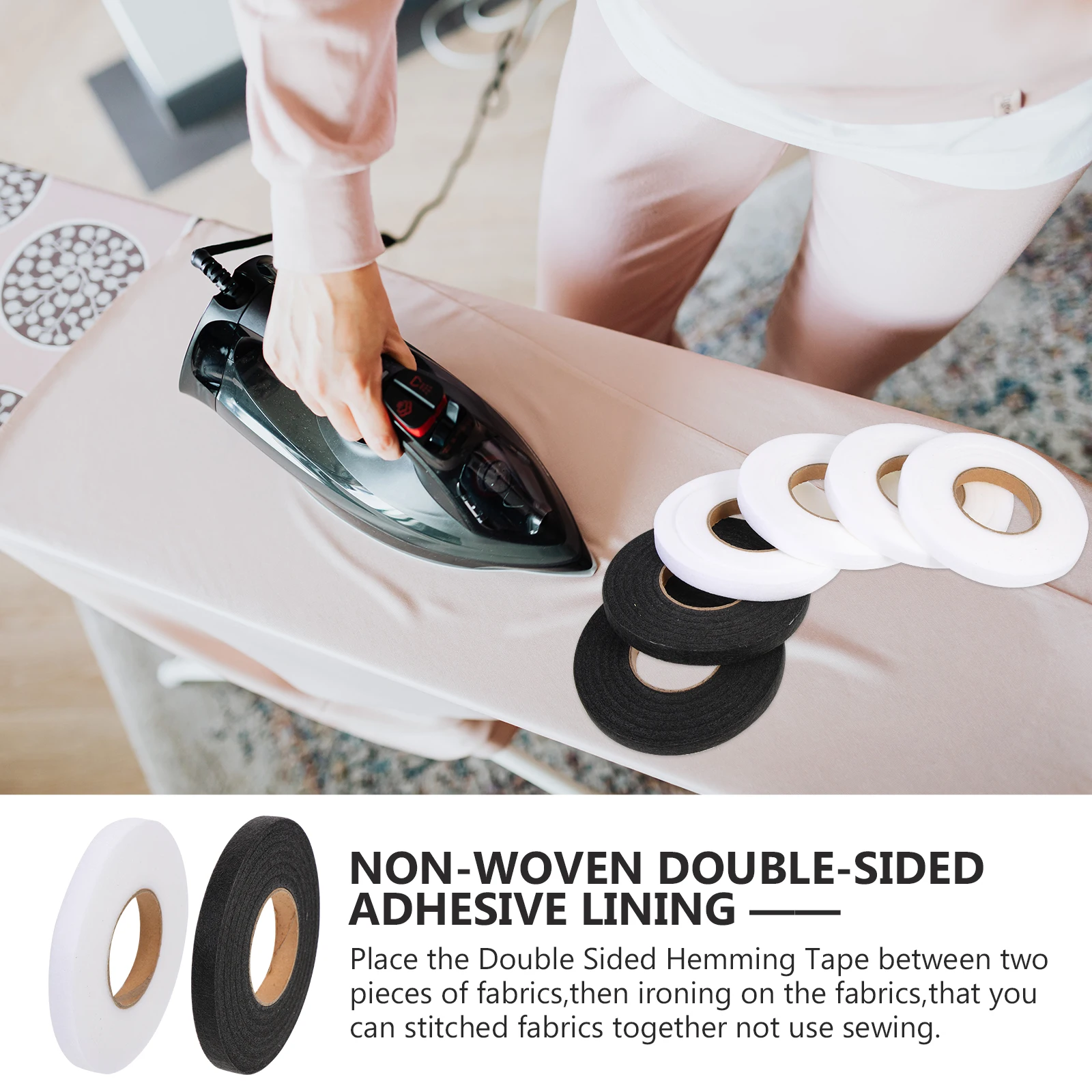 

6 Rolls Double Sided Adhesive Tape Non woven Fabric Tapes Clothing Interlining Hemming Embroidery Garment Accessories Canvas