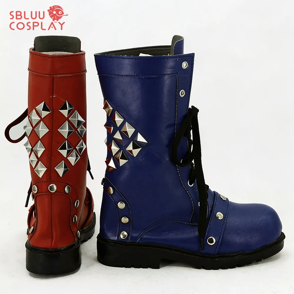SBluuCosplay Female Clown Joker Cosplay Shoes PU Leather Custom Made Joker Boots Halloween Party Props