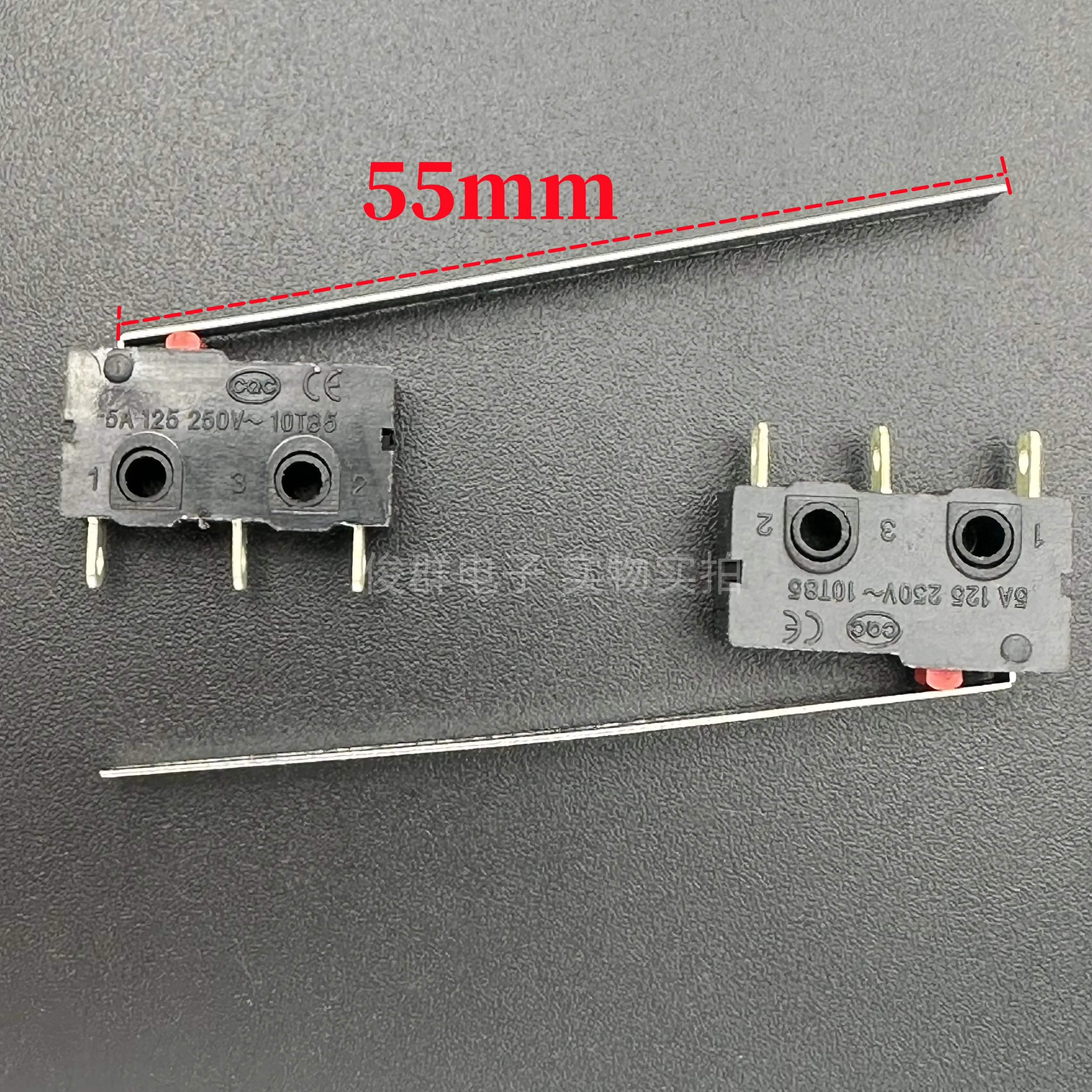 10pcs/medium micro switch 3 feet with extended handle 10T85 light touch point detection reset button press button 5A250