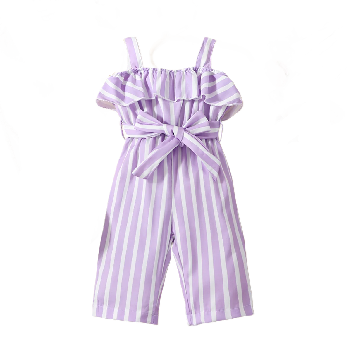 بدلة قفز قصيرة مخططة باللون الأرجواني للربيع والصيف للفتيات والرضع، وزرة أطفال لطيفة مناسبة للإجازات غير الرسمية