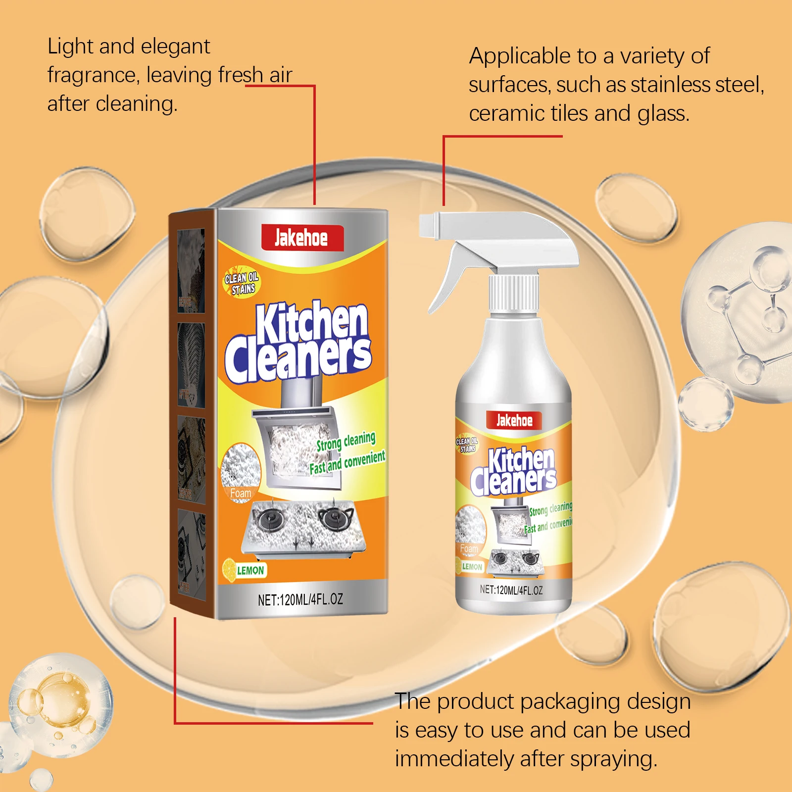 Küchenschaumreiniger, leistungsstarkes Auflösen und Entfernen von hartnäckigen Ölflecken, Reinigung von Kochutensilien, Mehrzweck-Reinigungsspray – Detail 7
