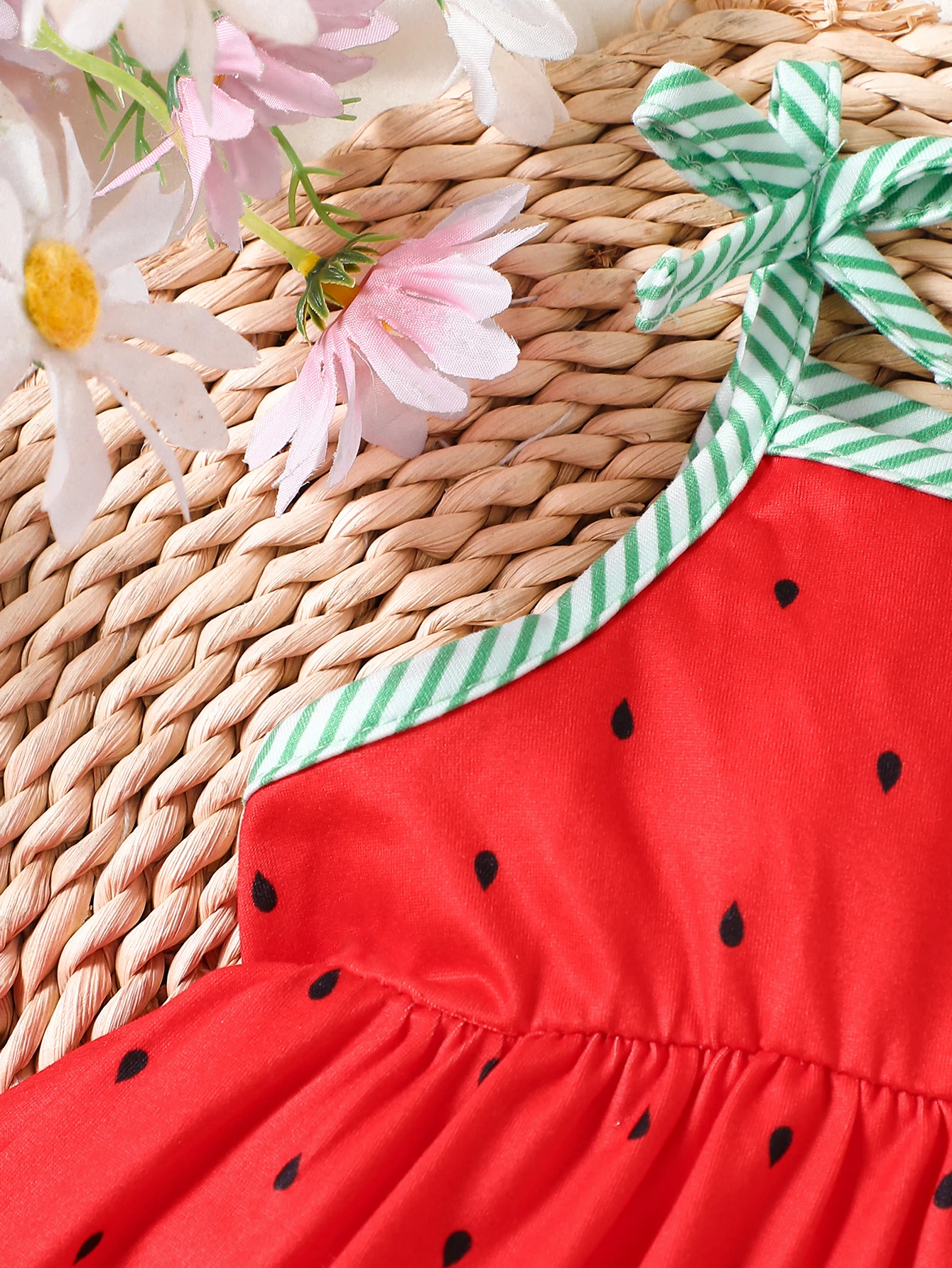 Baby girls summer big red watermelon cute sleeveless triangle onesie