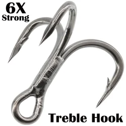 Fishing Treble Hook 6X Strong Carbon Steel Classic Round Bend Triple Fish Hooks Set Hooks for Big Game Bluefish Salmon Kingfish