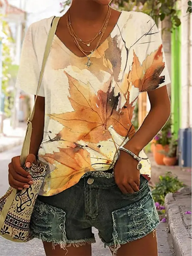 Women\'s T shirt 3D Butterfly Print Casual Daily Blue Print Short Sleeve Fashion V Neck Tee Clothing Summer Loose Streetwear Tees