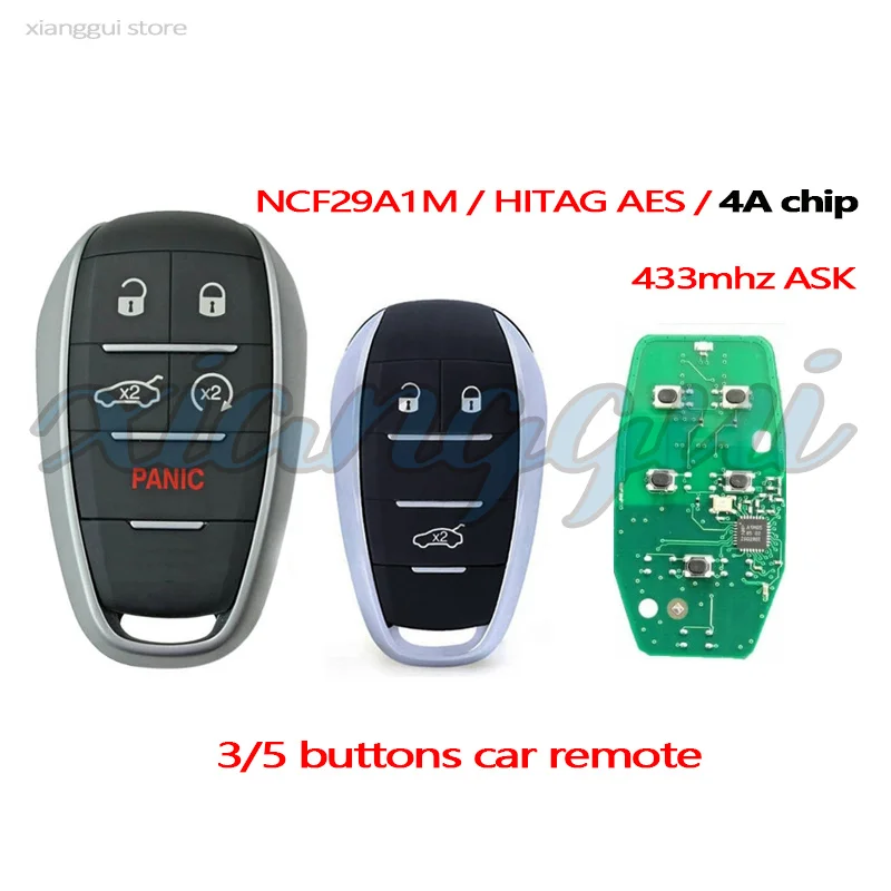 3/5 BT 433MHz ASK 4A-NCF29A1M-HITAG AES Chip Car Remote Key Fob Case Shell for Alfa Romeo Giulia Stelvio 2017 2018 2019 2020