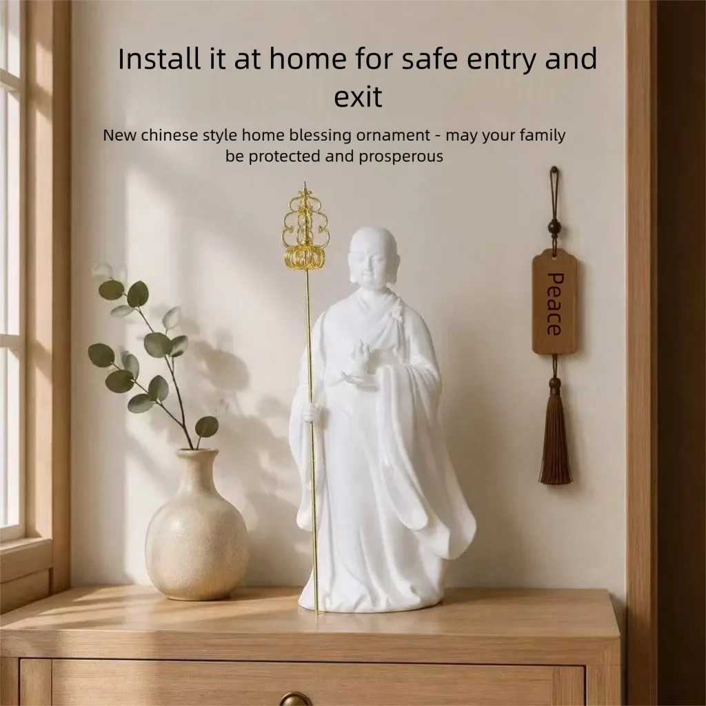 Ceramic Ksitigarbha King Bodhisattva Buddha Figure Statue Porcelain Art Sculpture High-end Home Office Fortune Feng Shui Statue