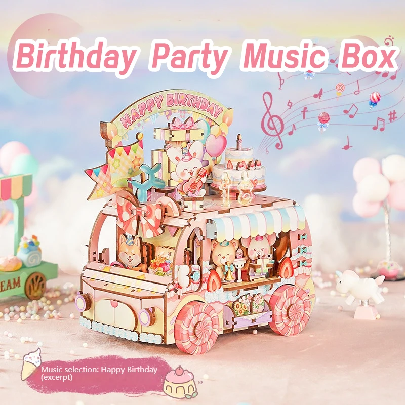 Kit de construction de boîte à musique DIY - Kit de puzzle 3D créatif en bois pour adultes, cadeau d'anniversaire pour filles, cadeau d'anniversaire