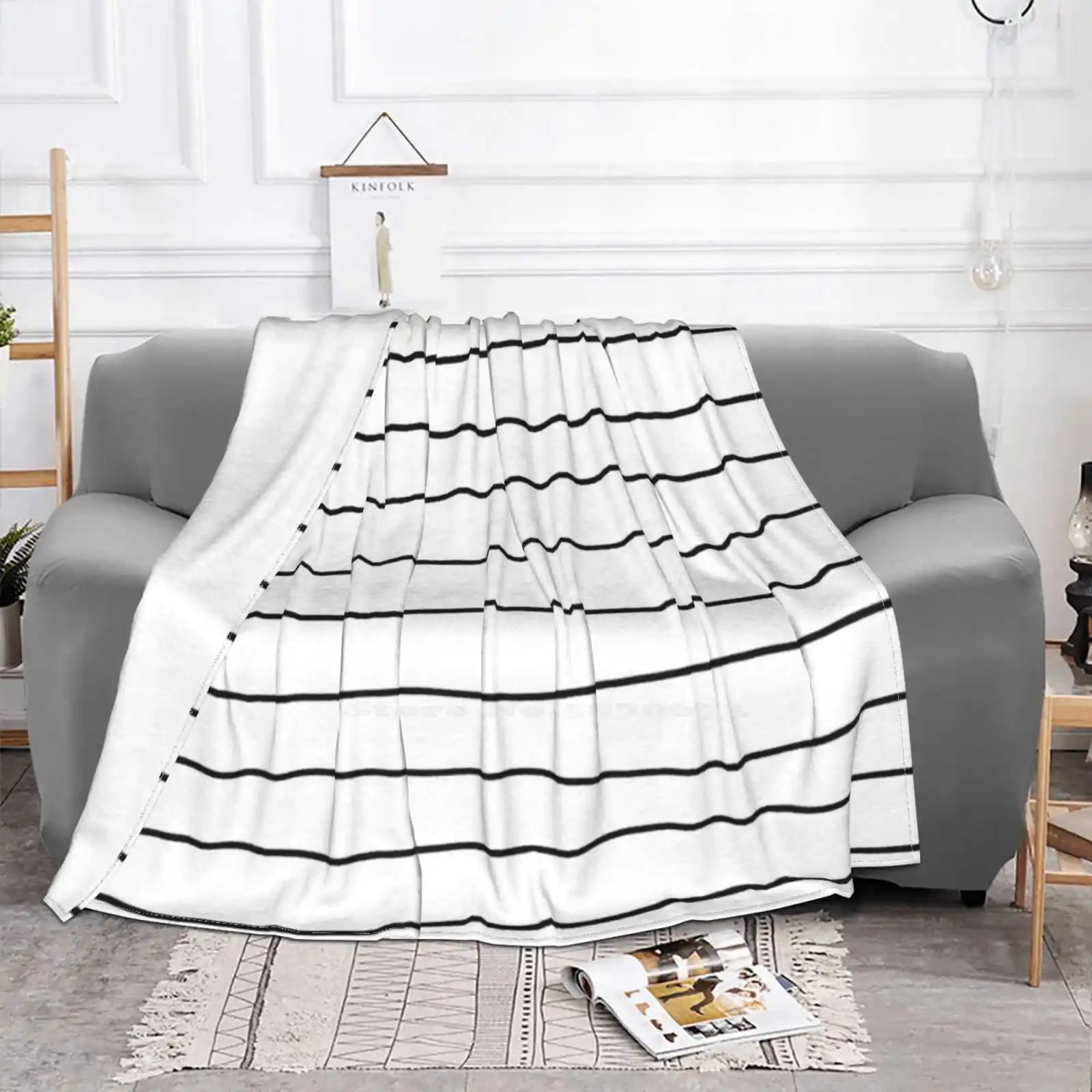 Stripes New Selling Custom Print Flannel Soft Blanket Stripes Stripy Striped Black And White Monochrome Lines A Blighted Star