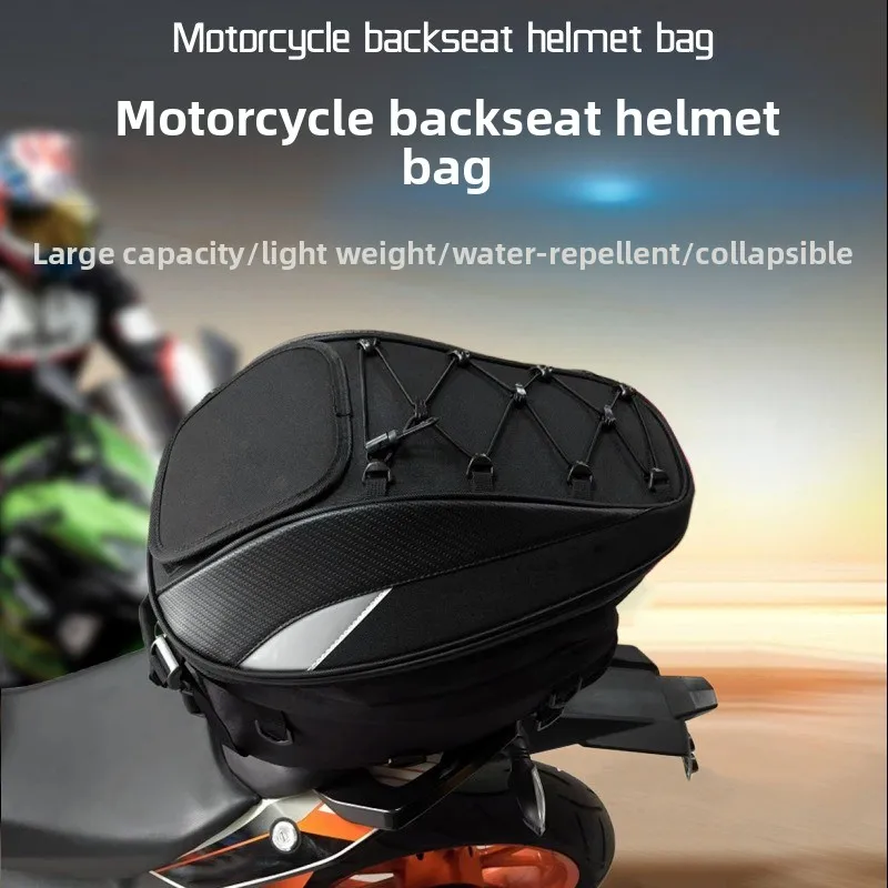 

For MotorcycleWaterproof Rear Seat Bag Reflective Motorcycle Rear Tail Bag & Handheld Bag Large Capacity Helmet Bag Backpack