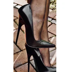 Patent Leather Extreme High Heels Pumps Black Pointed Toe Shoes for Women Thin Heels Sexy Lady Shoes 2025 Zapatos Para Mujere