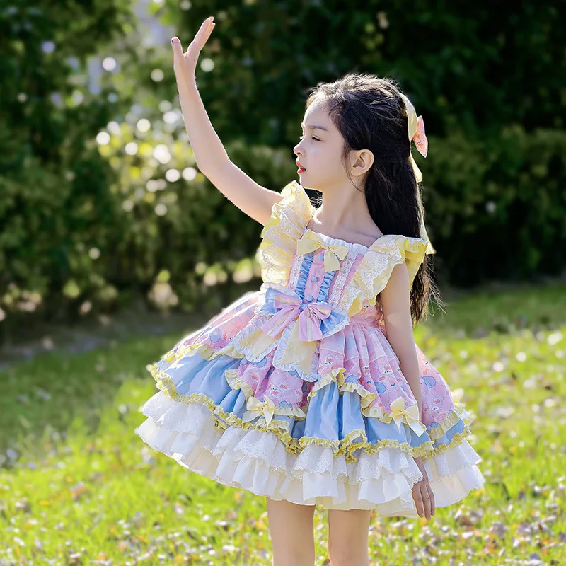 2024 Spring and Autumn New Girls' Vest Lolita Lolita Princess Skirt Children's Cartoon Tutu Skirt Princess Dress for Girls