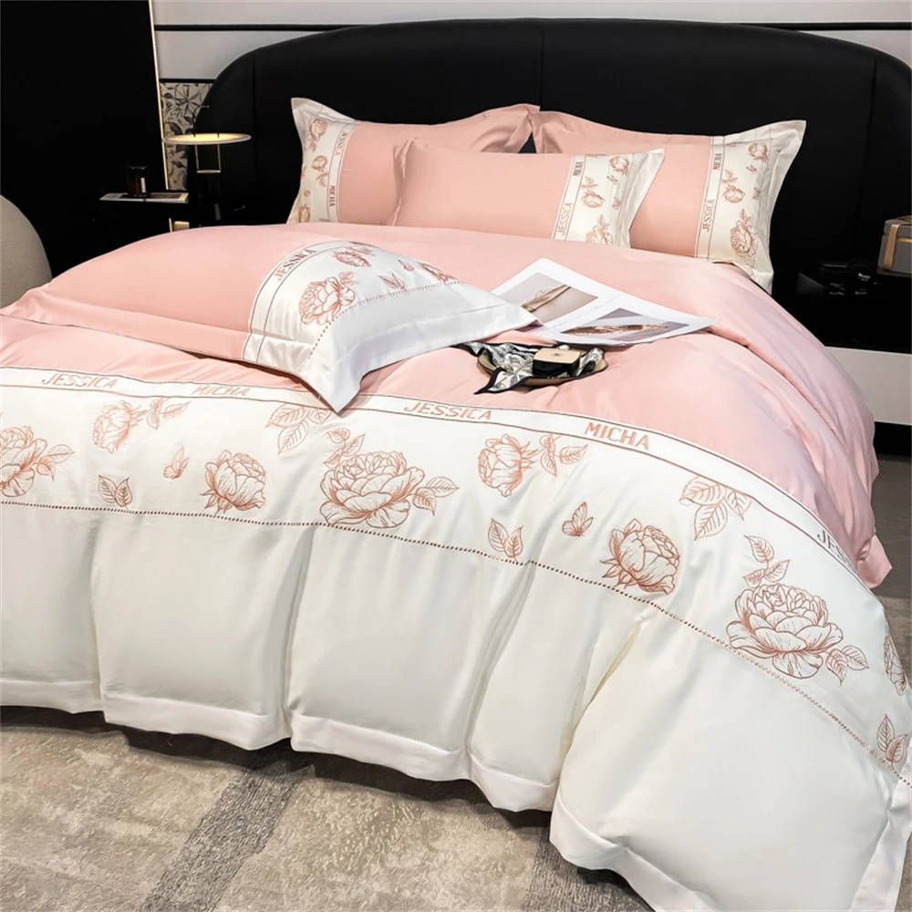 

Luxury Bedding Set Print Floral Four Piece Sets Bed Sheet Quilt Cover Pillowcases Bedroom Decor Duvet Cover Set Home Textiles